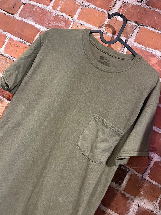Vintage Hanes Army Green Tee Shirt with Pocket