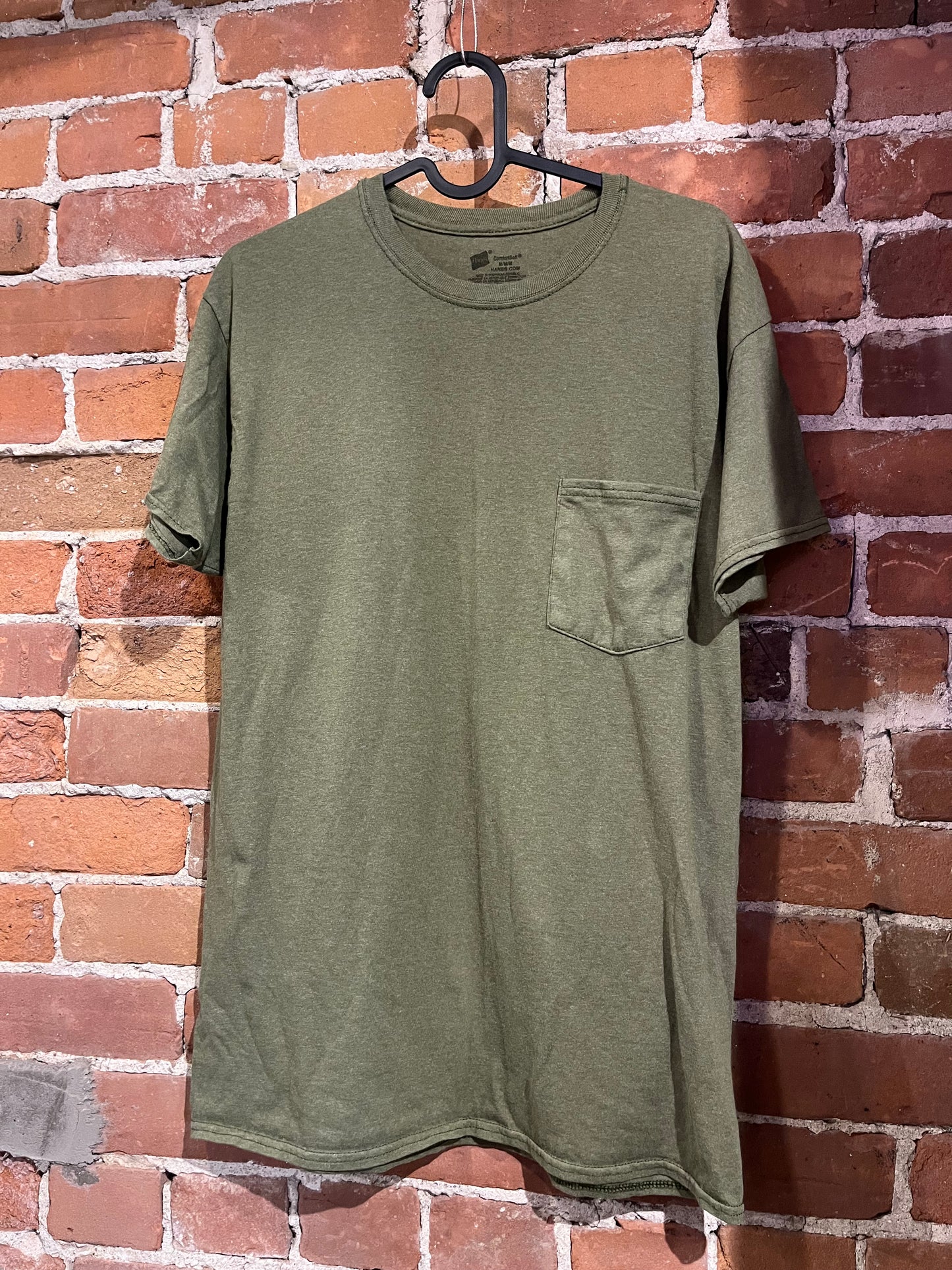 Vintage Hanes Army Green Tee Shirt with Pocket