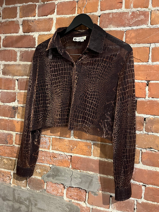 Vintage Chagall Sheer Copper Cropped Blouse