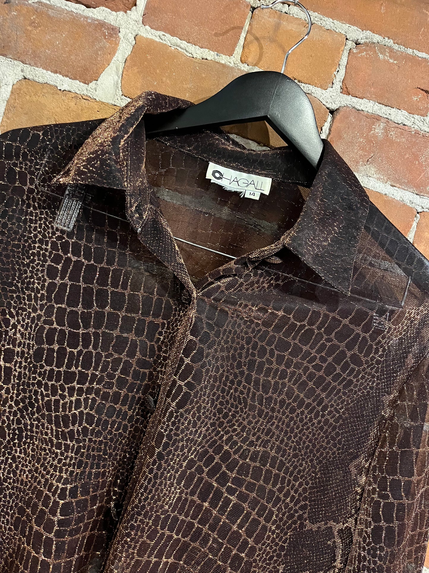 Vintage Chagall Sheer Copper Cropped Blouse