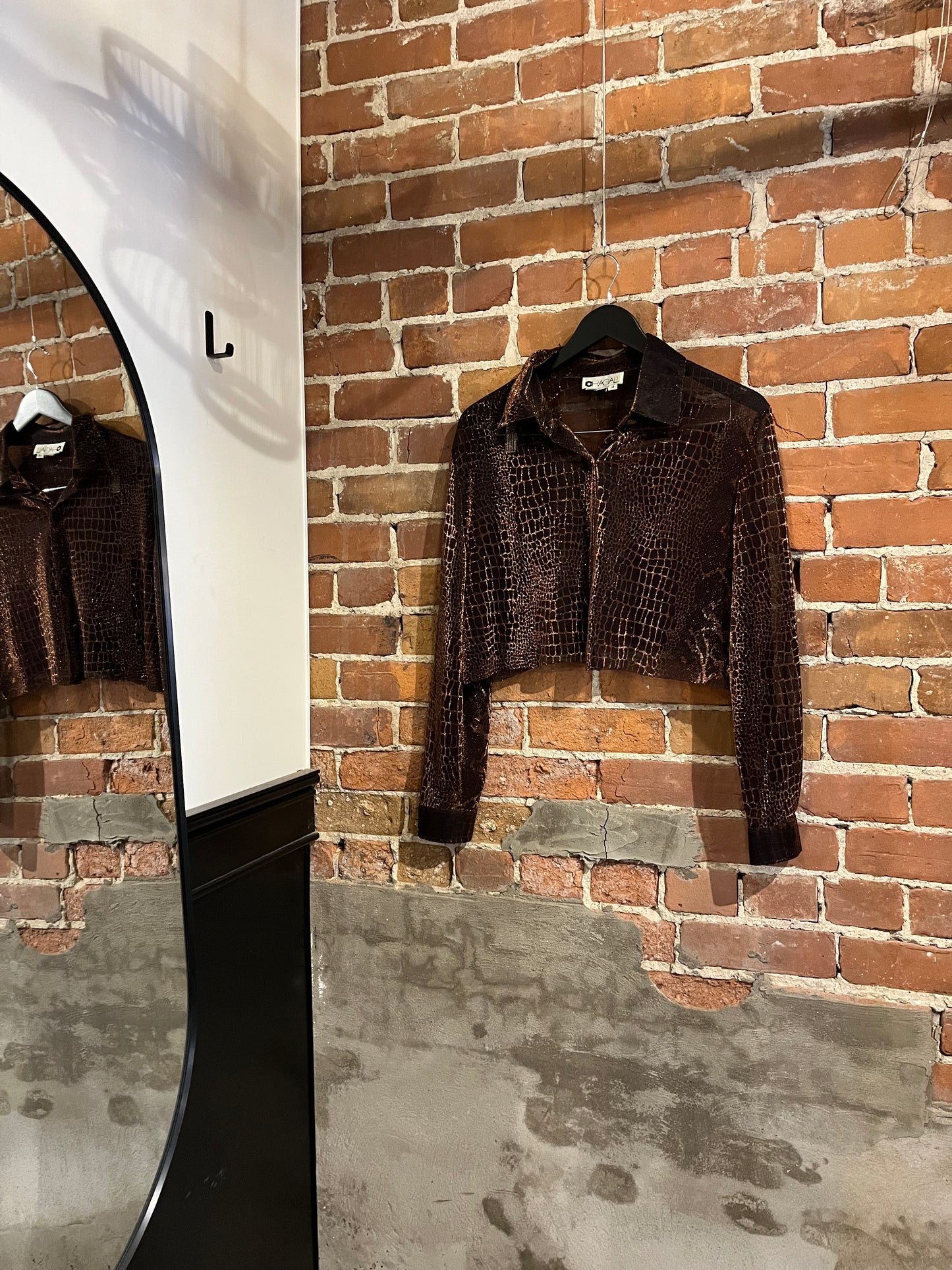 Vintage Chagall Sheer Copper Cropped Blouse