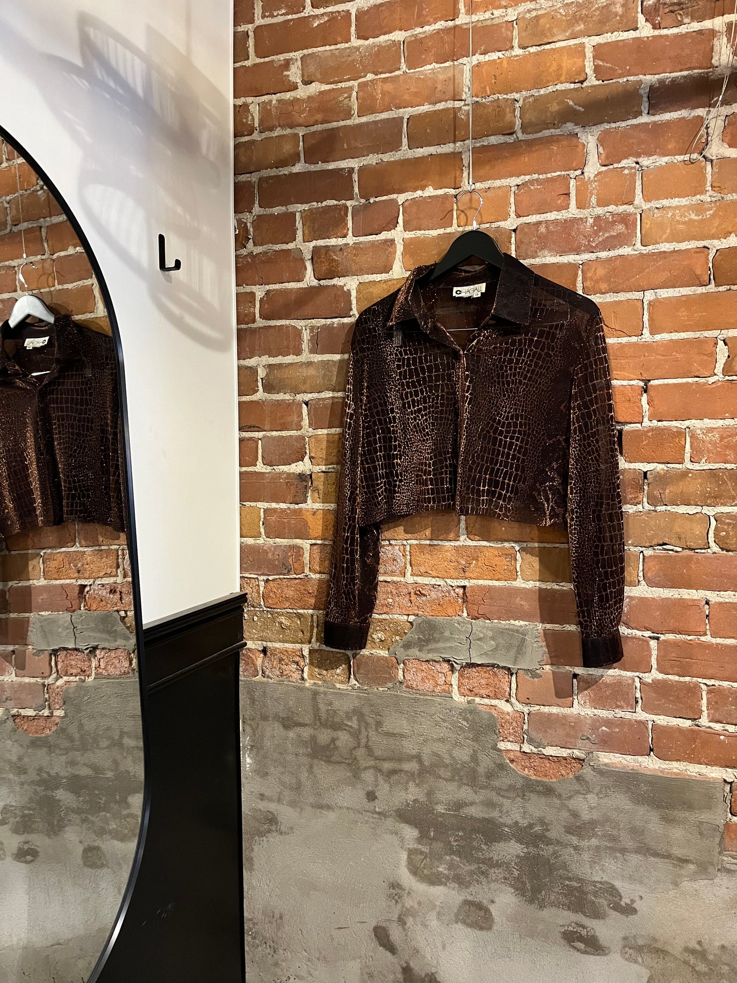 Vintage Chagall Sheer Copper Cropped Blouse