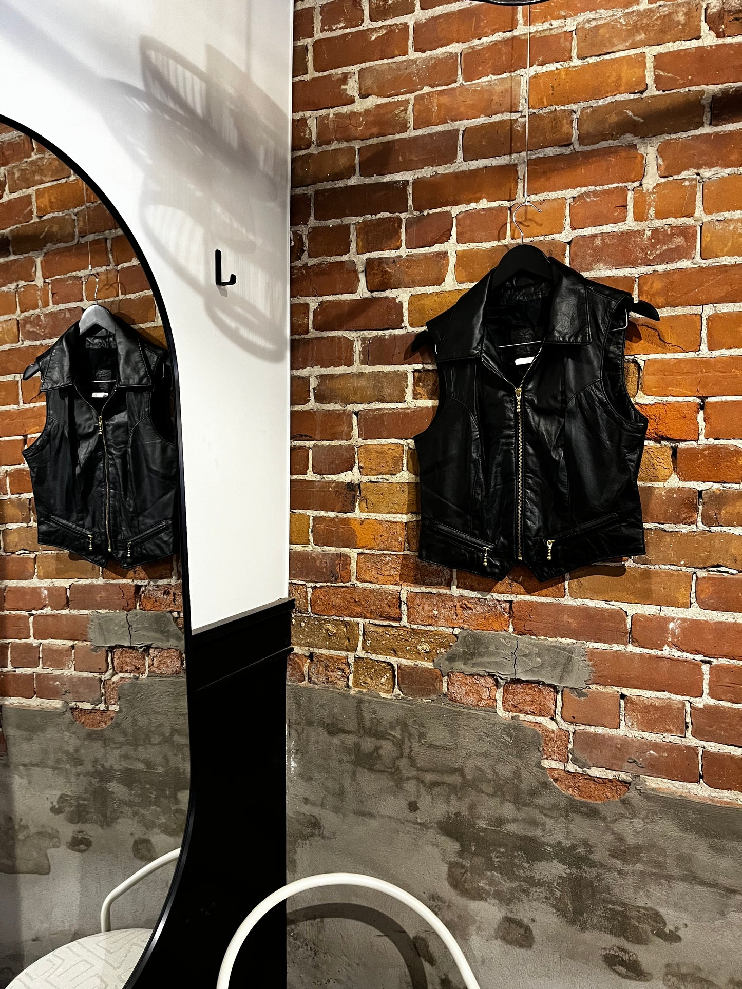 Vintage Black The Leather Ranch Leather Vest with Zippers