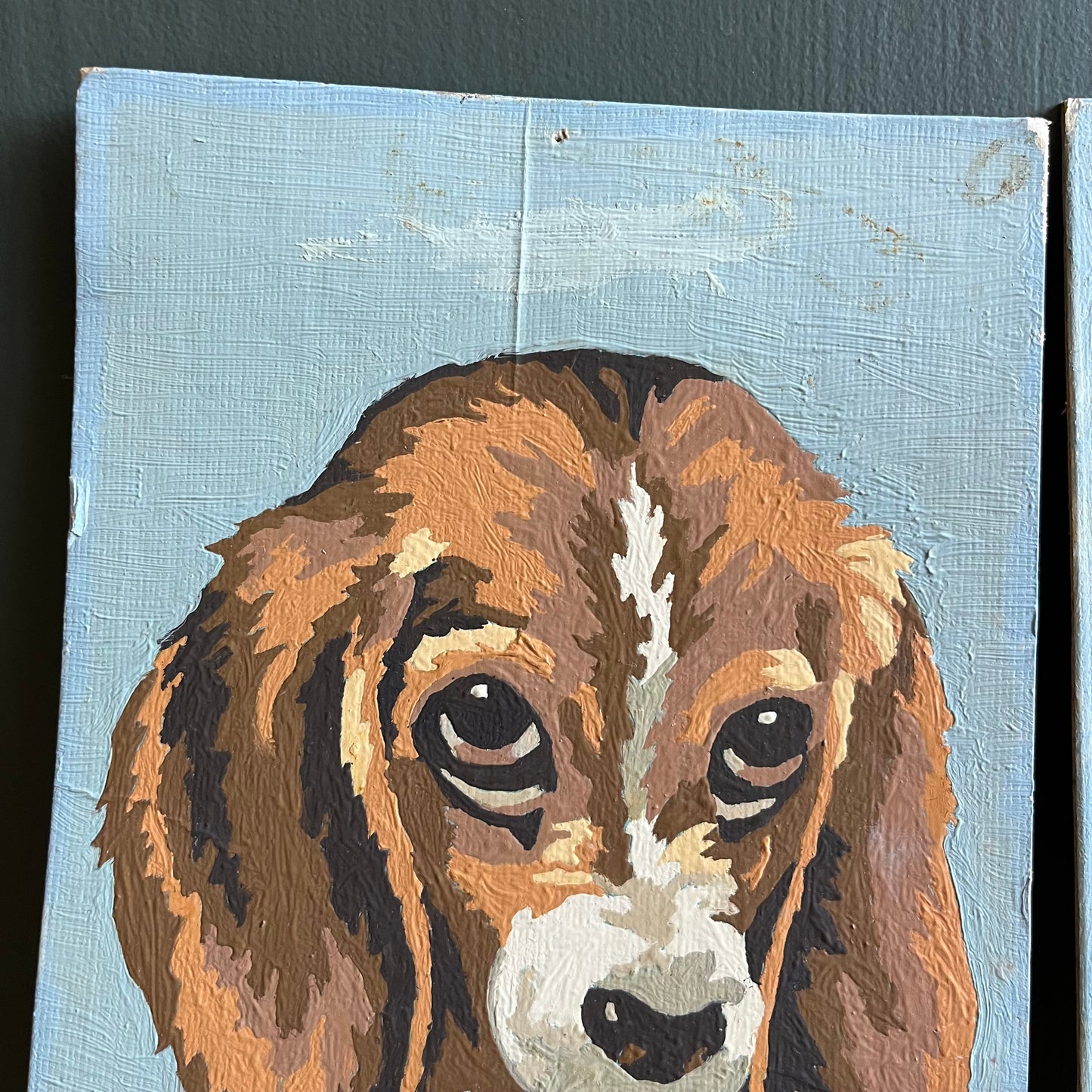 Vintage 70s Paint By Number Spaniel Beagle Dog Paintings