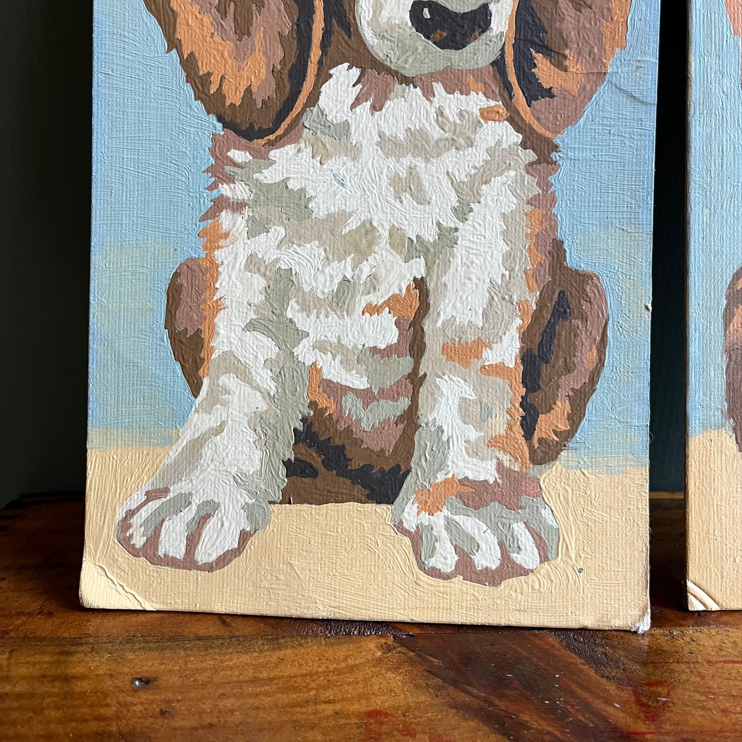 Vintage 70s Paint By Number Spaniel Beagle Dog Paintings