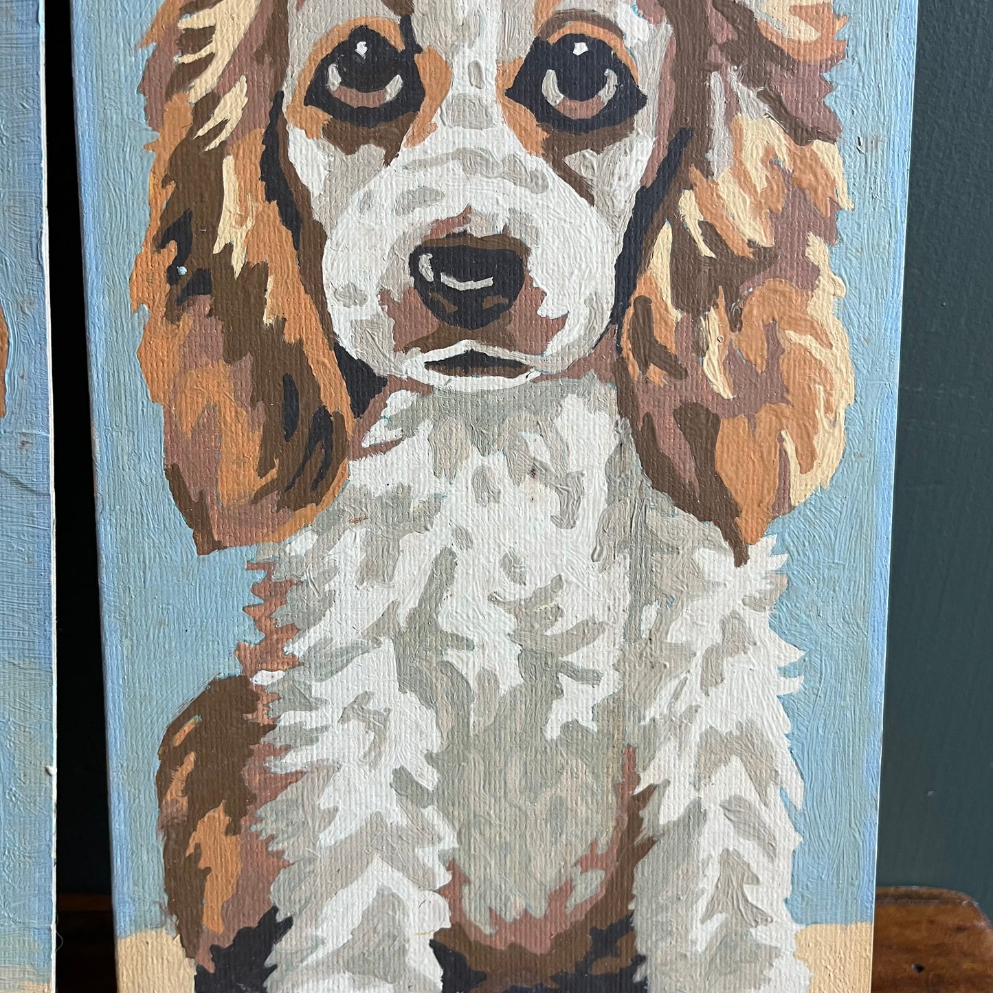 Vintage 70s Paint By Number Spaniel Beagle Dog Paintings