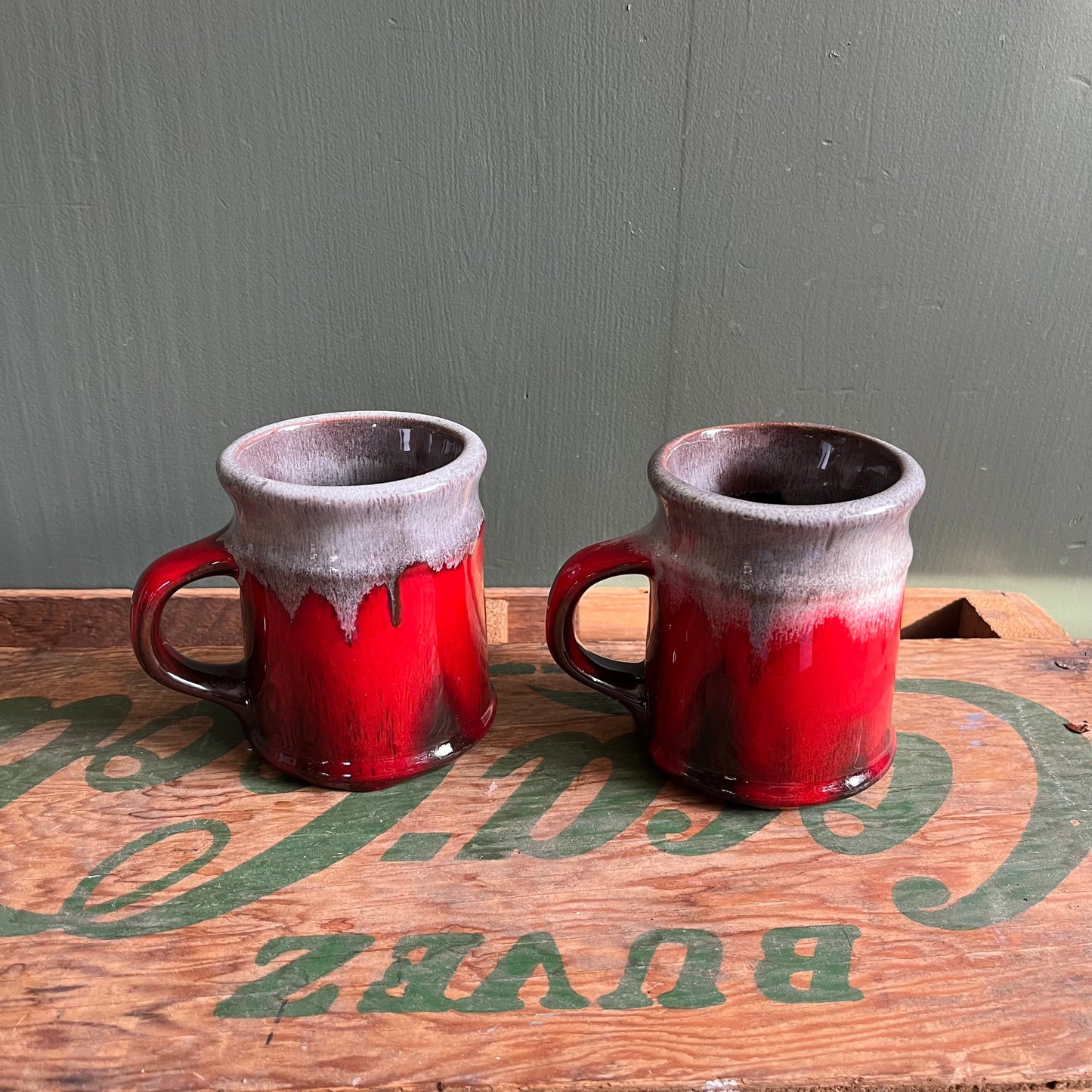 Vintage Canadiana Pottery Mug Set of Two