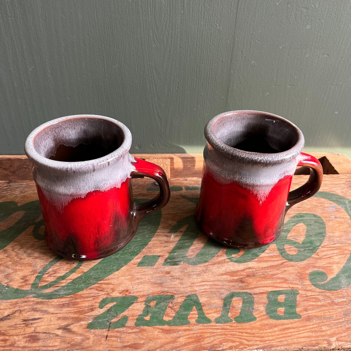 Vintage Canadiana Pottery Mug Set of Two