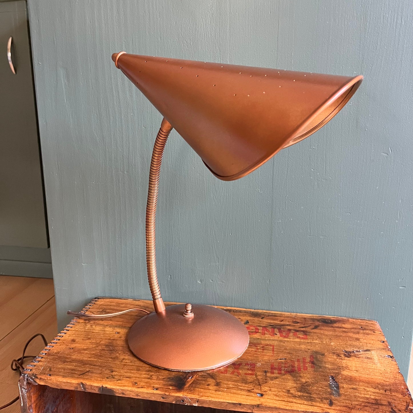 Vintage Copper Gooseneck Lamp