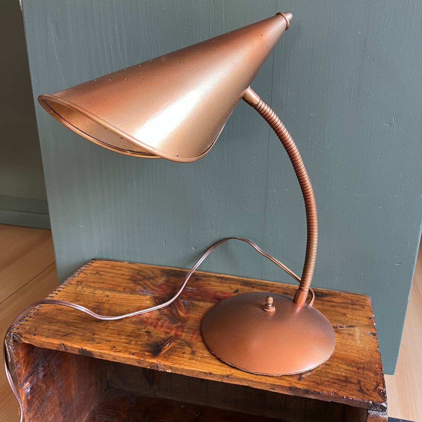 Vintage Copper Gooseneck Lamp