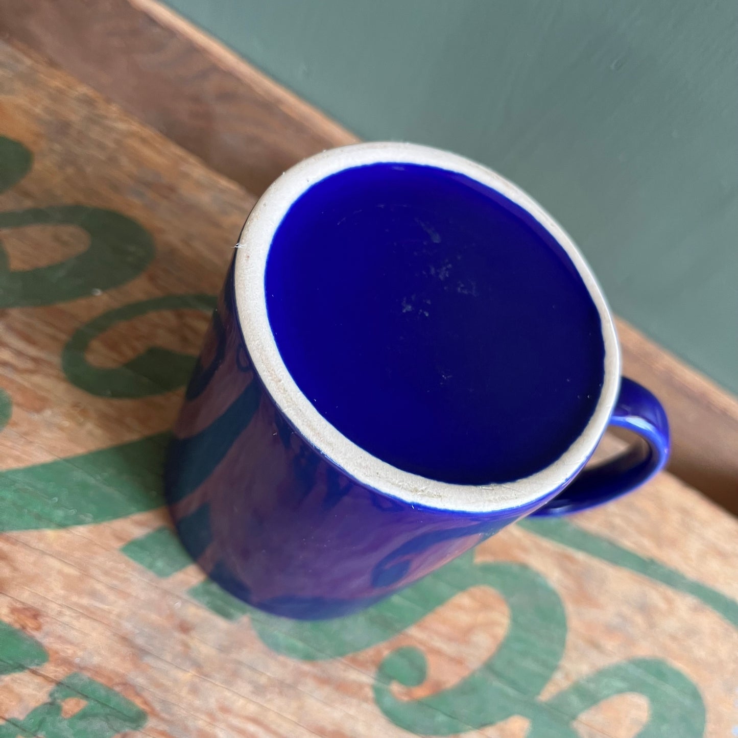 Vintage 90s Blue and Gold Aquarius Horoscope Mug