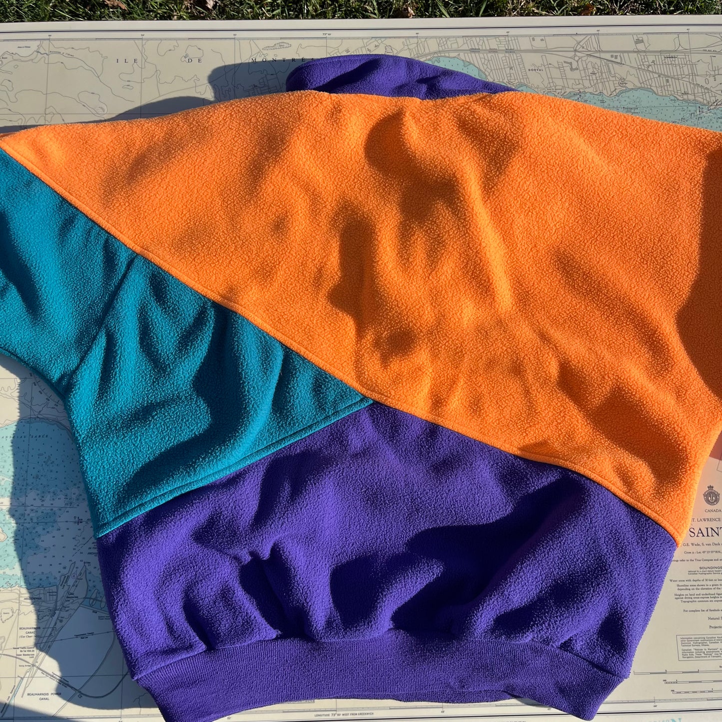 Vintage 90s Neon Colour Block Fleece Pullover