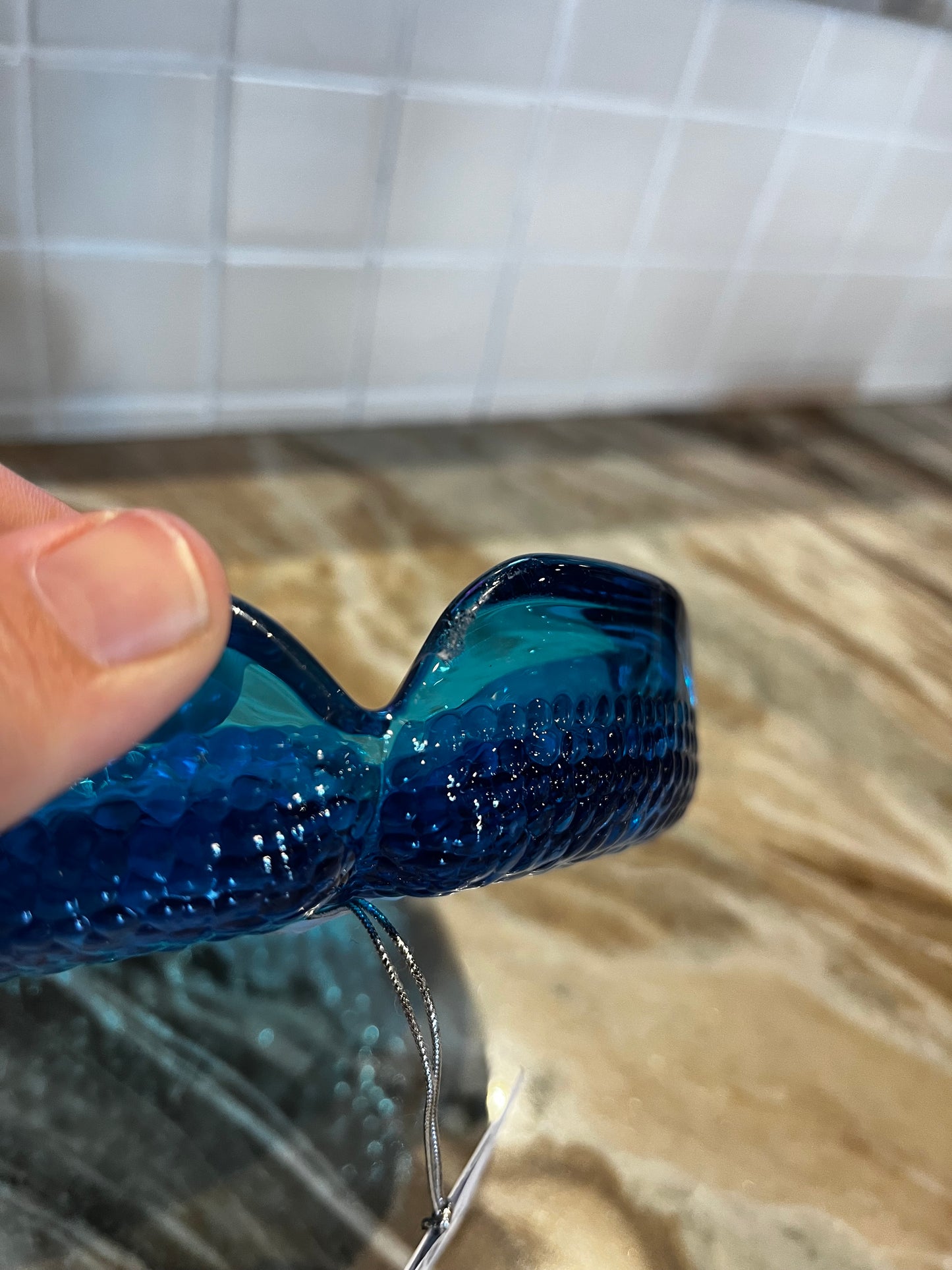 Vintage Blenko Blue Glass Flower Shaped Ashtray