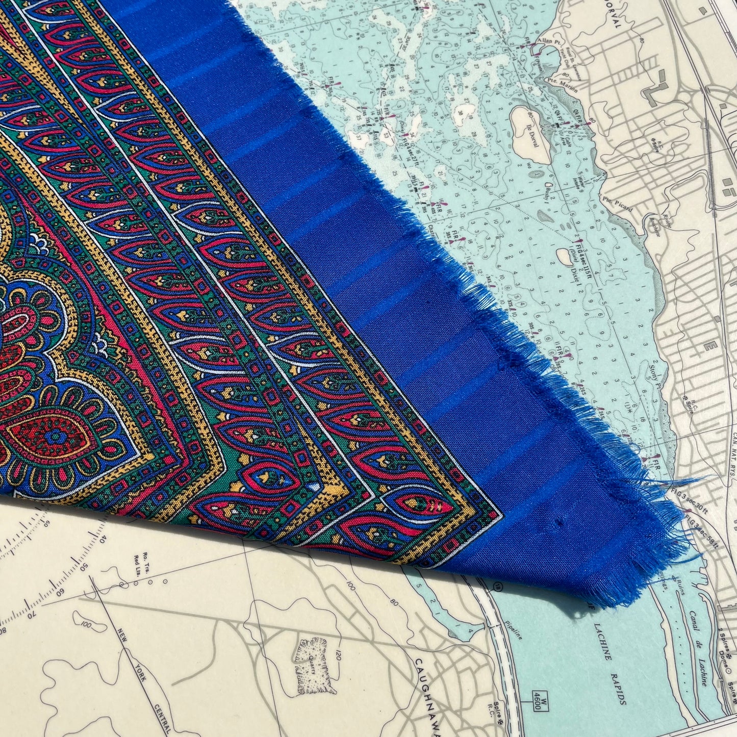 Vintage Blue Paisley Boho Large Scarf