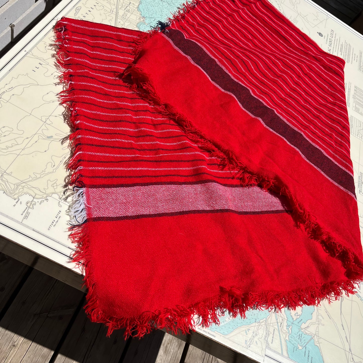 Vintage Navy & Red Square Blanket Scarf