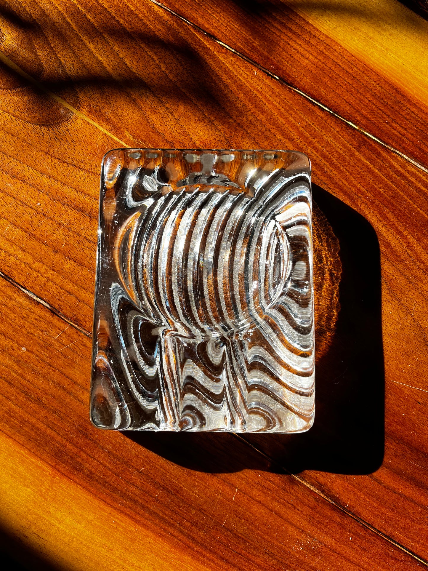 Vintage 70s MCM Glass Ice Block Modernist Ash Tray