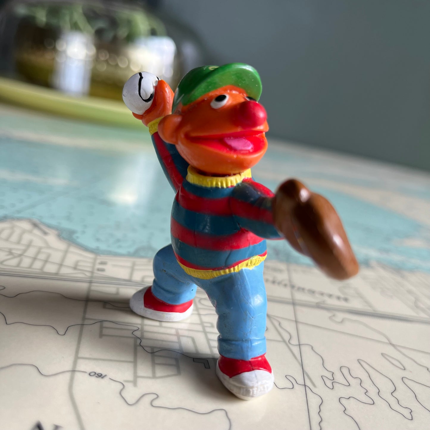 Vintage 90s Sesame Street Ernie Baseball Figurine