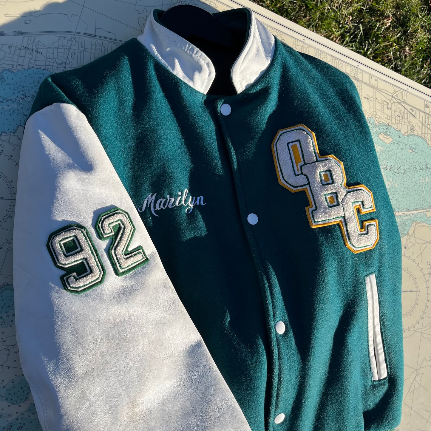 Vintage OBC Leather Sleeve Varsity / Letterman Jacket