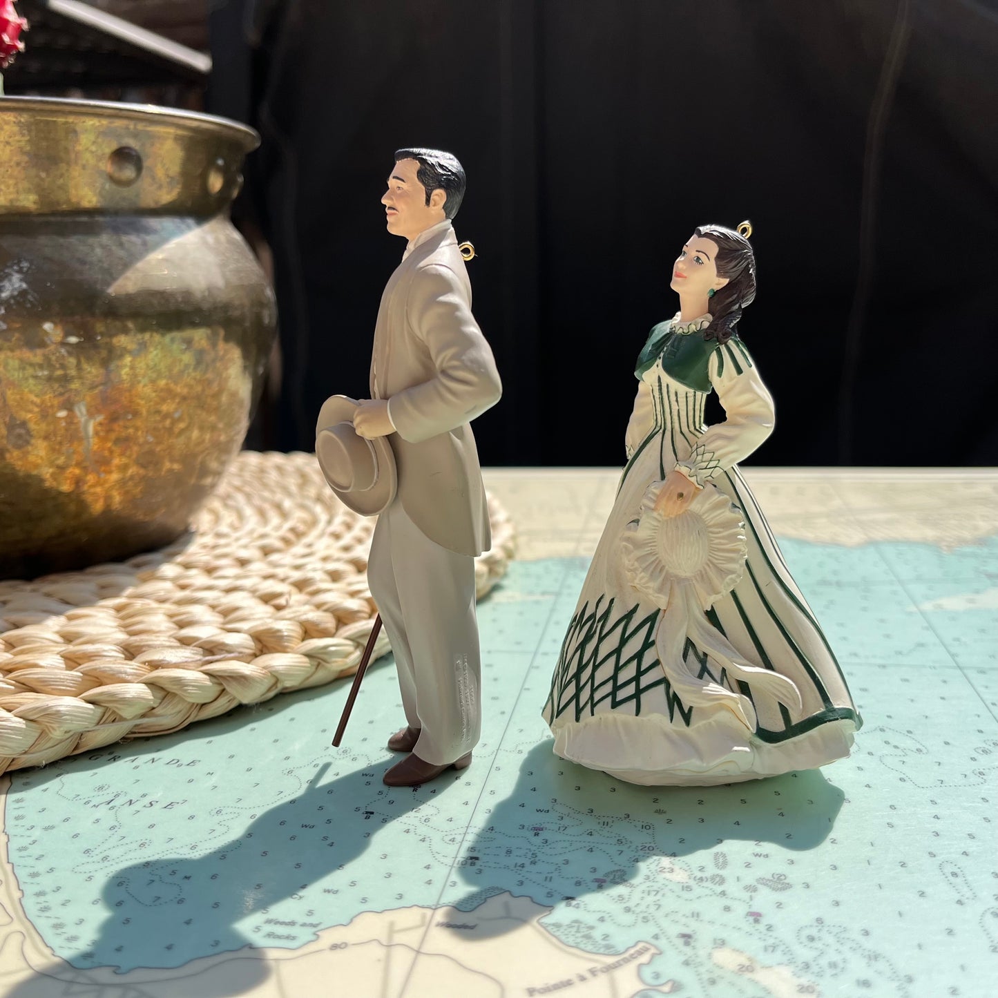 Vintage 1999 Hallmark Rhett Butler & Scarlett O'Hara Ornaments