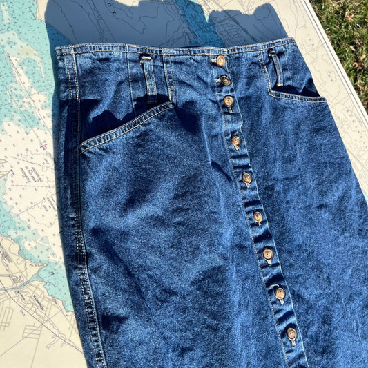 Vintage 90s Gloria Vanderbilt Button Front Denim Skirt