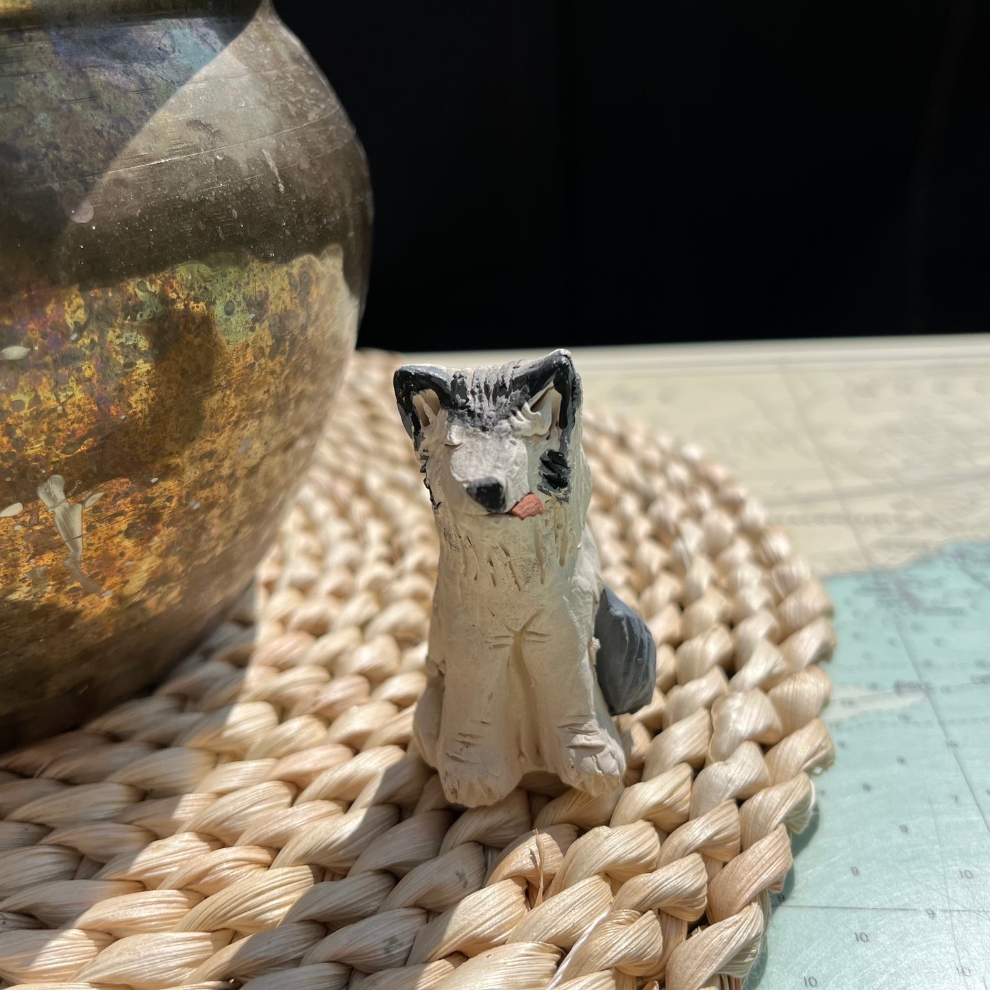 Vintage Miniature Ceramic Handmade Husky