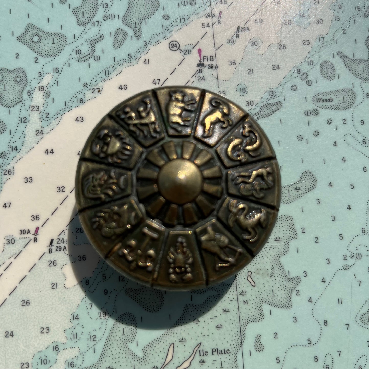 Vintage Ajax Brass Zodiac / Astrology Drawer Pulls / Knobs