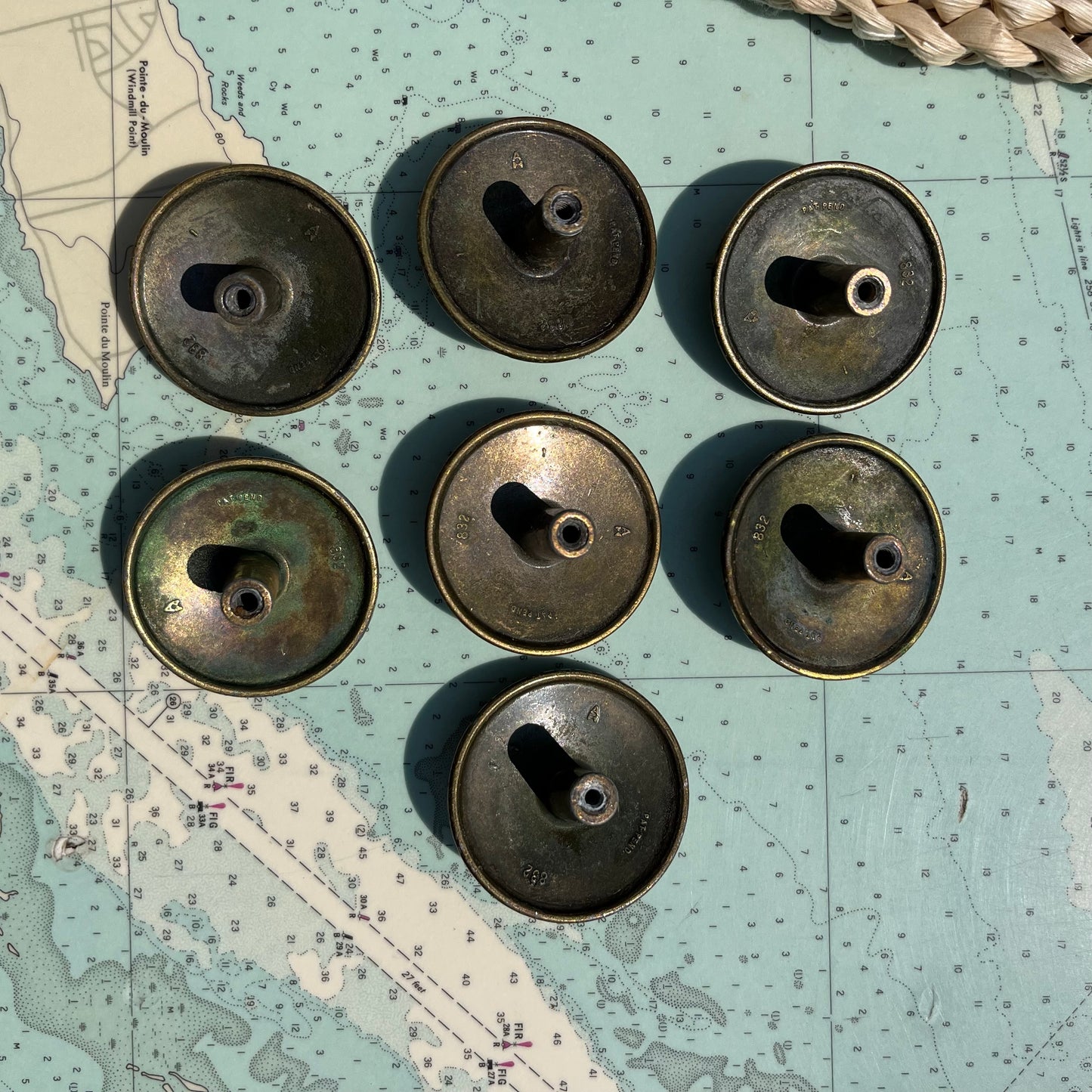 Vintage Ajax Brass Zodiac / Astrology Drawer Pulls / Knobs