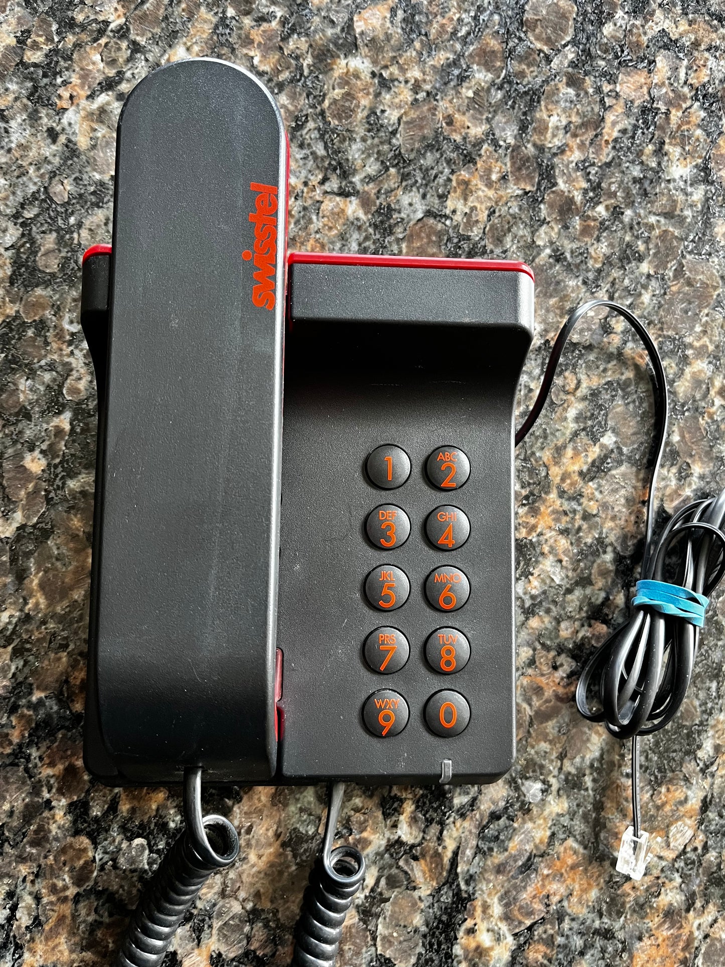 Vintage 80s Mod Swisstel Red and Black Phone