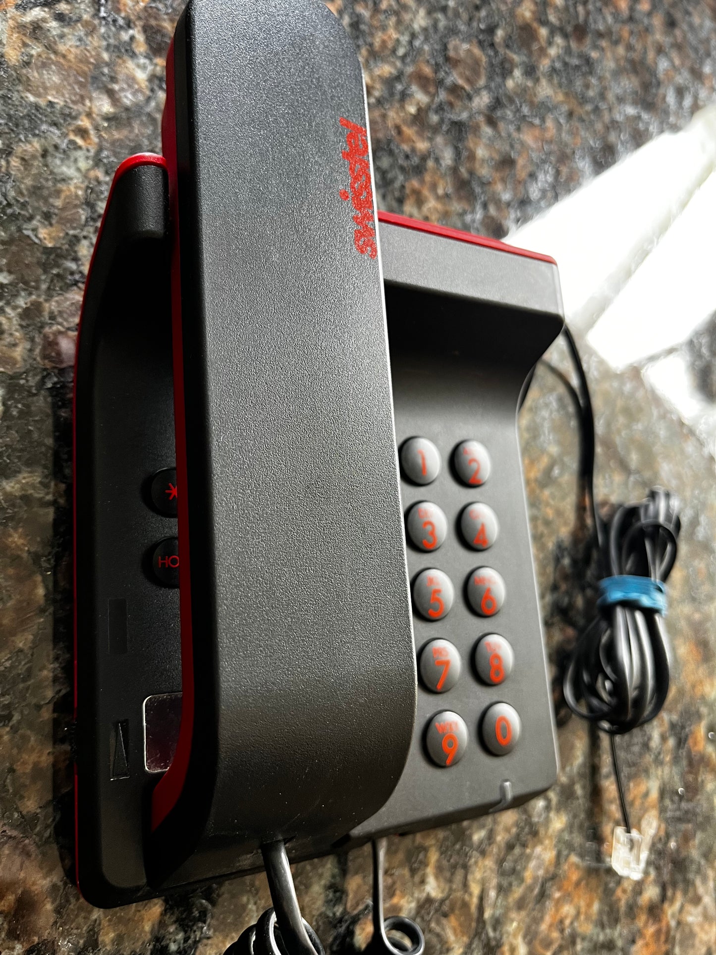 Vintage 80s Mod Swisstel Red and Black Phone