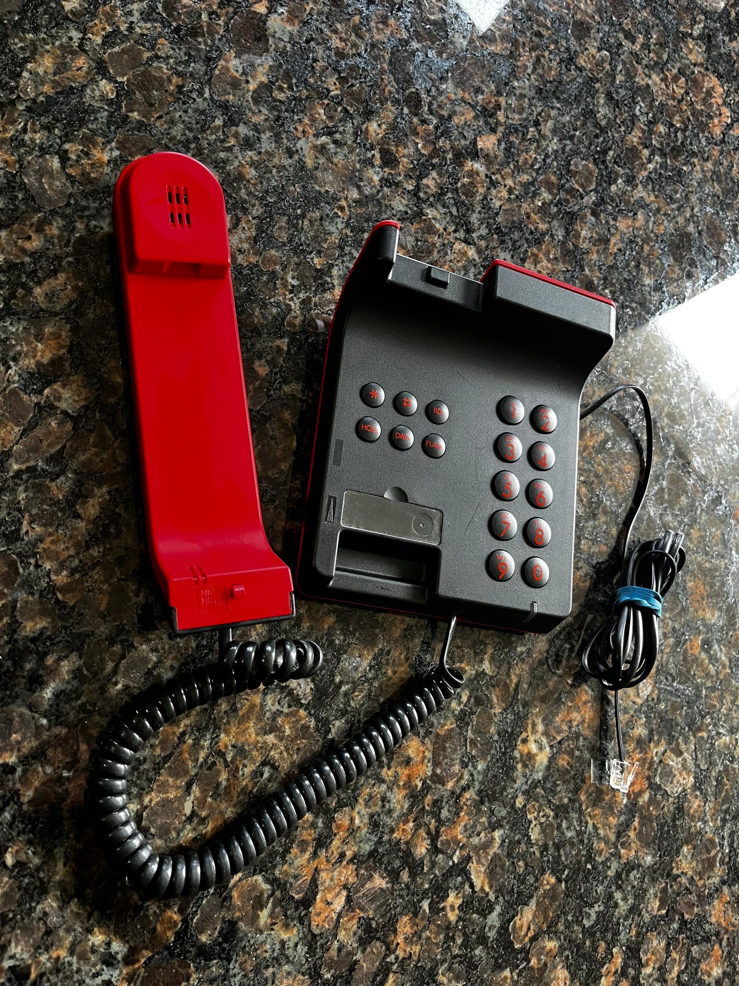 Vintage 80s Mod Swisstel Red and Black Phone