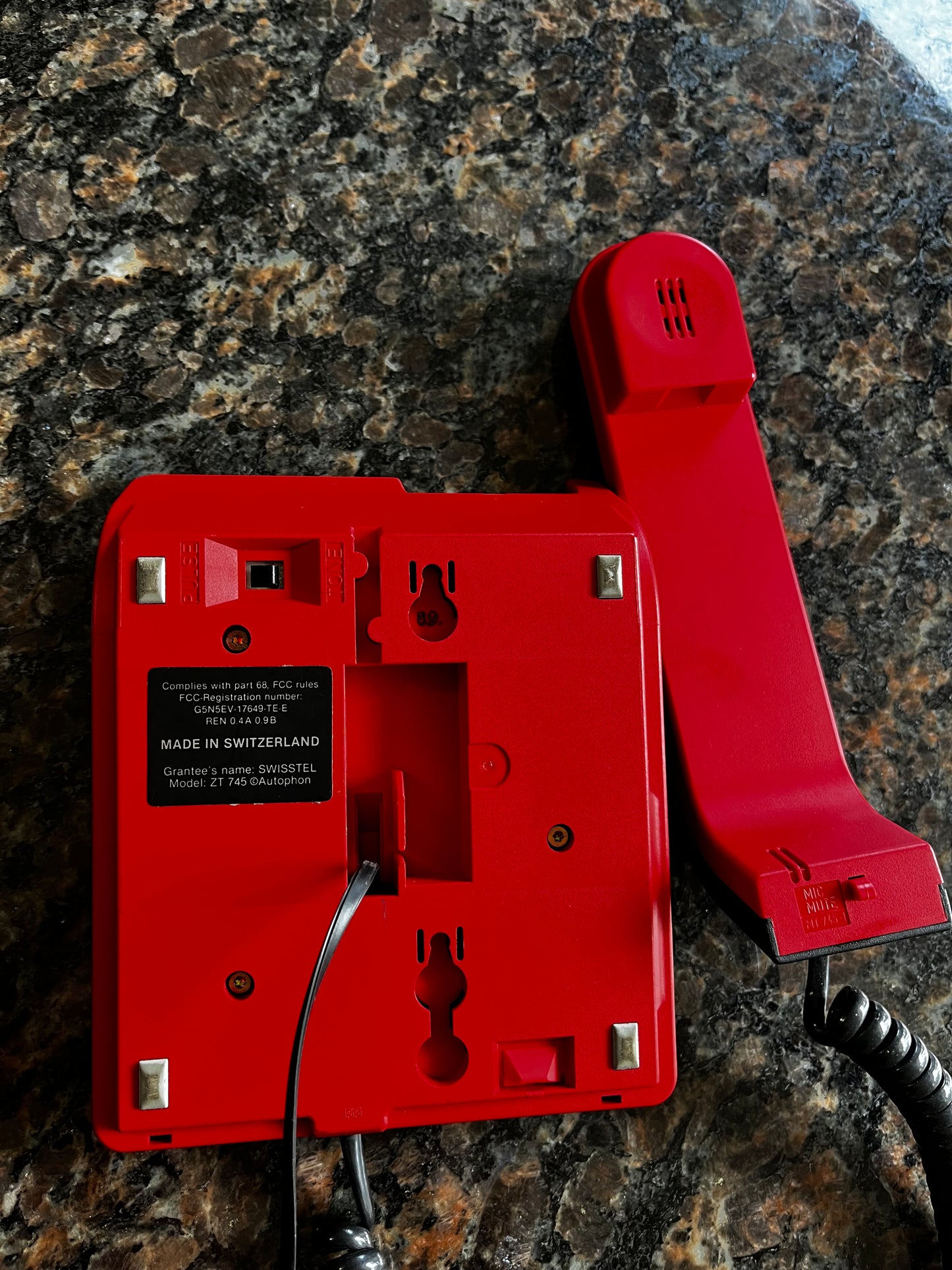 Vintage 80s Mod Swisstel Red and Black Phone