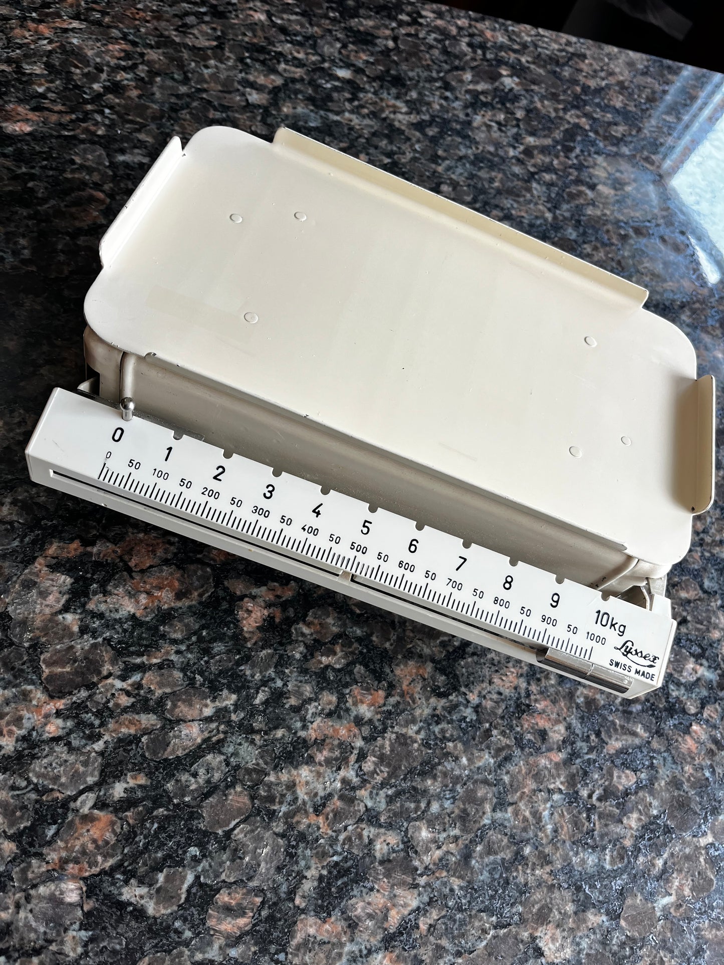 Vintage 50s Lyssex Swiss Made Metal Mail Scale 10kg