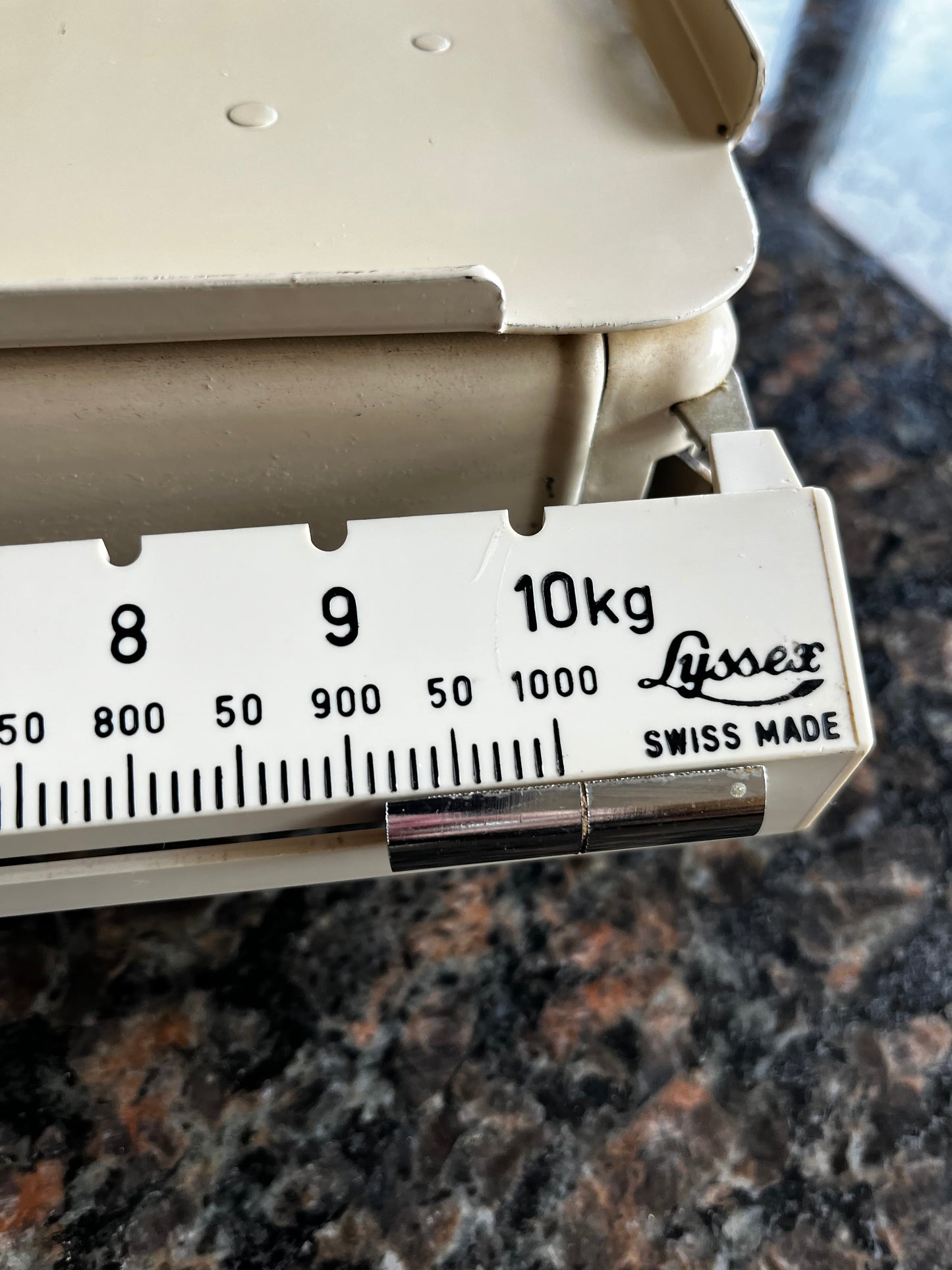 Vintage 50s Lyssex Swiss Made Metal Mail Scale 10kg
