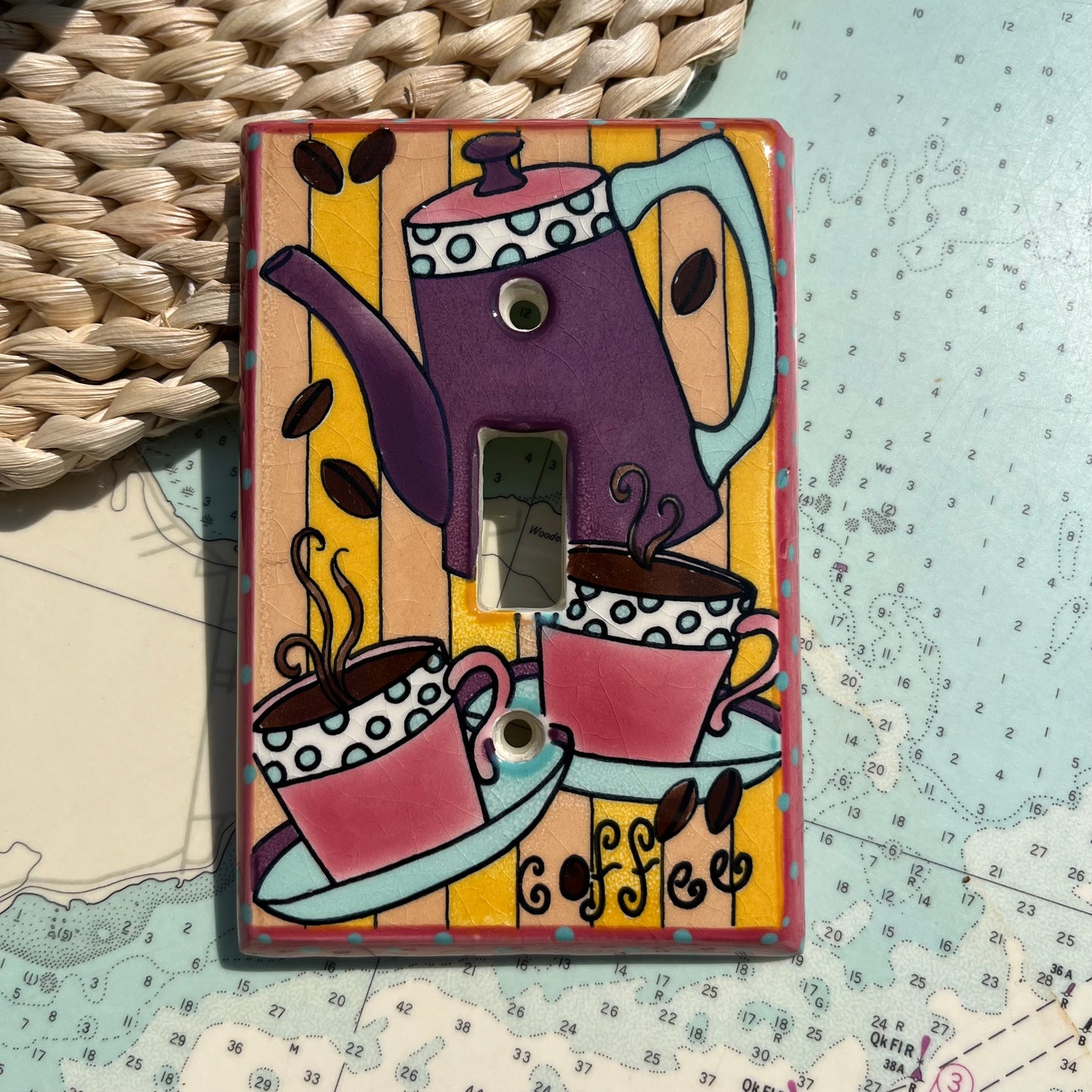 Vintage 90s Ceramic Coffee Themed Switchplate