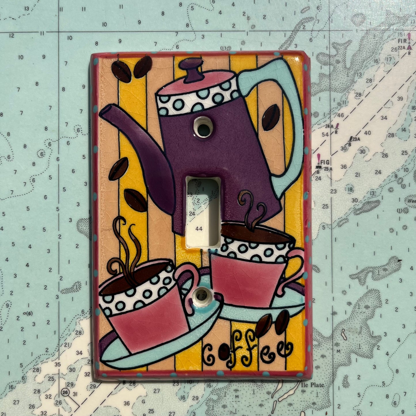 Vintage 90s Ceramic Coffee Themed Switchplate