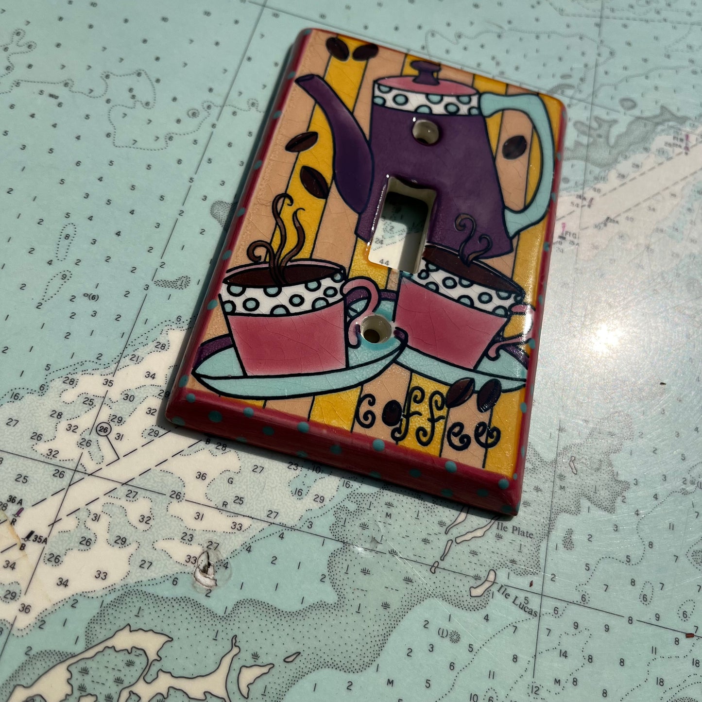 Vintage 90s Ceramic Coffee Themed Switchplate