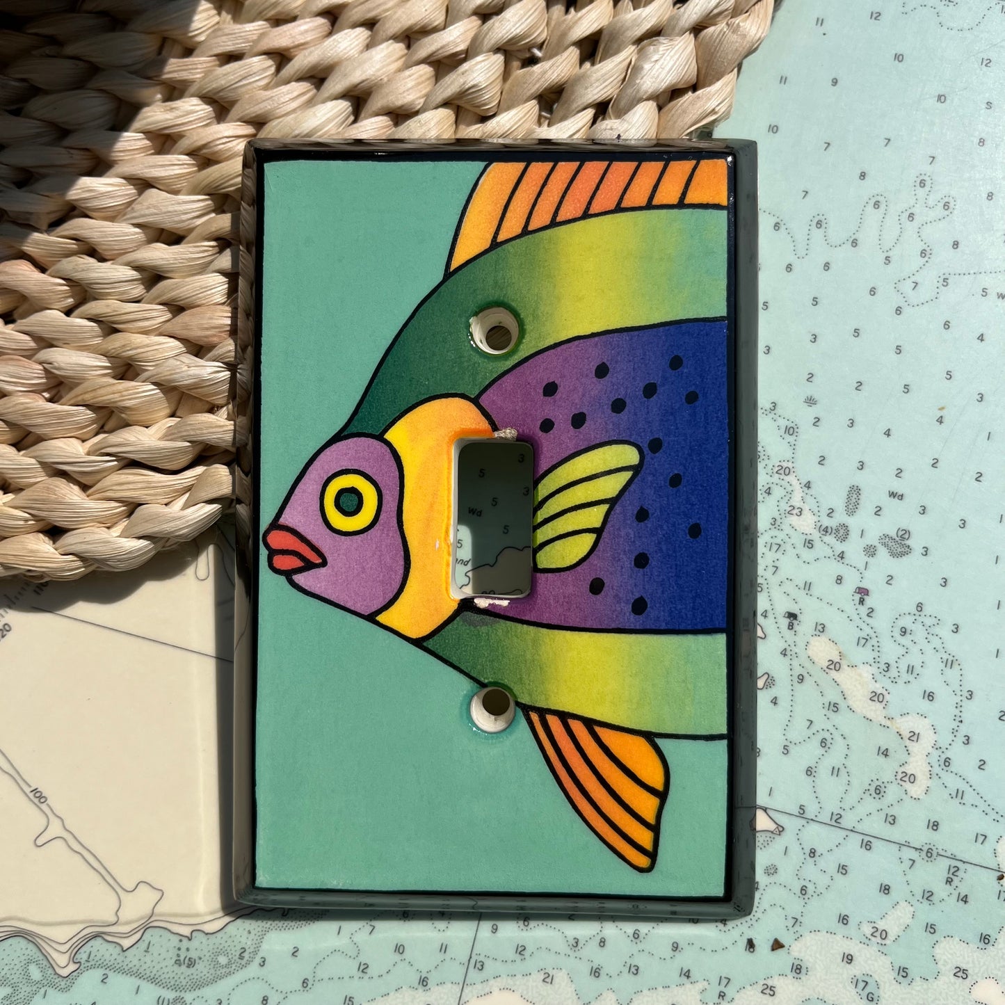 Vintage 90s Ceramic Tropical Fish Switchplate