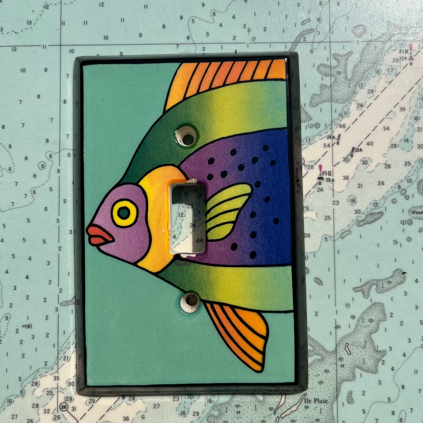 Vintage 90s Ceramic Tropical Fish Switchplate