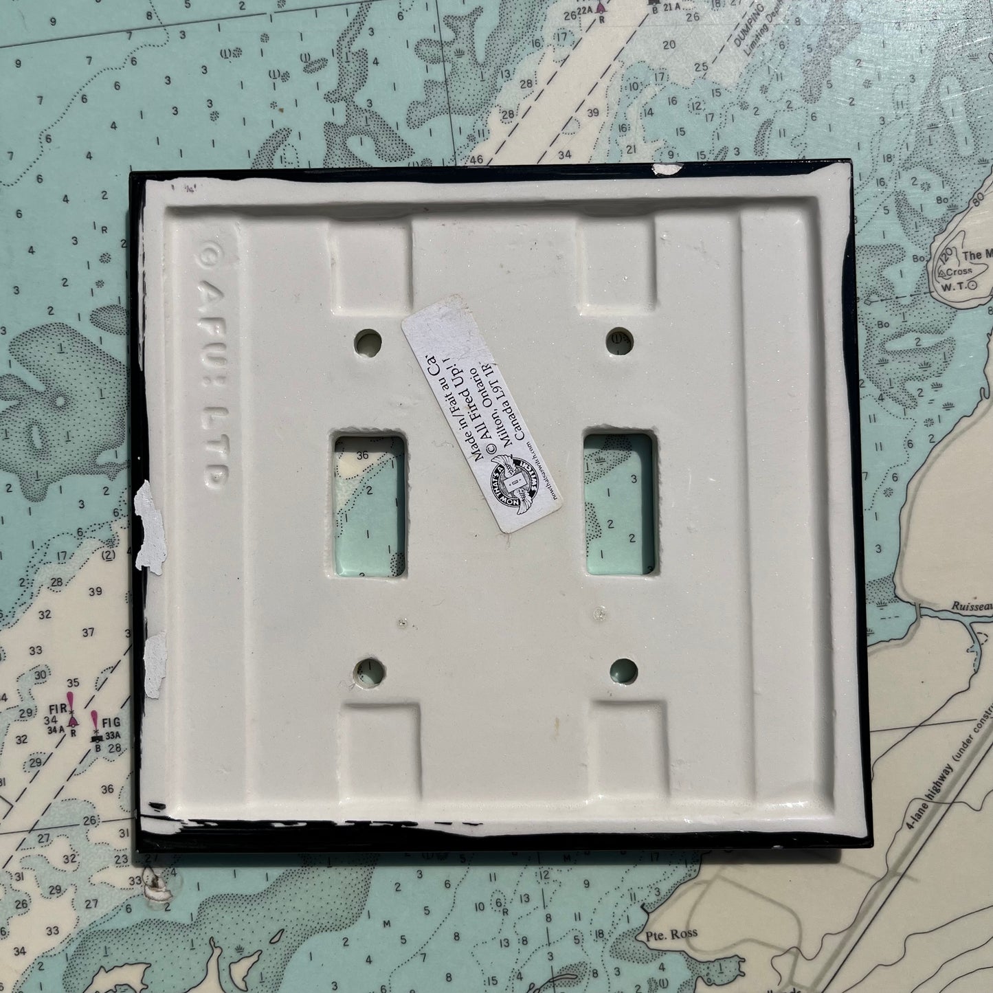 Vintage 90s Ceramic Fish Double Switchplate