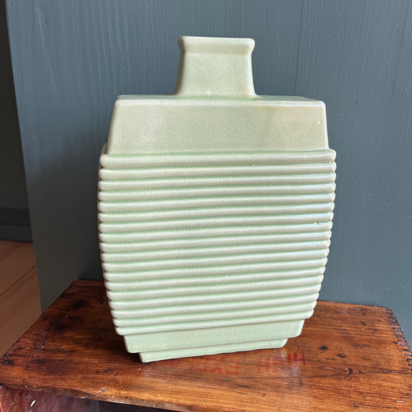 Vintage Green Textured Oversized Ceramic Vase