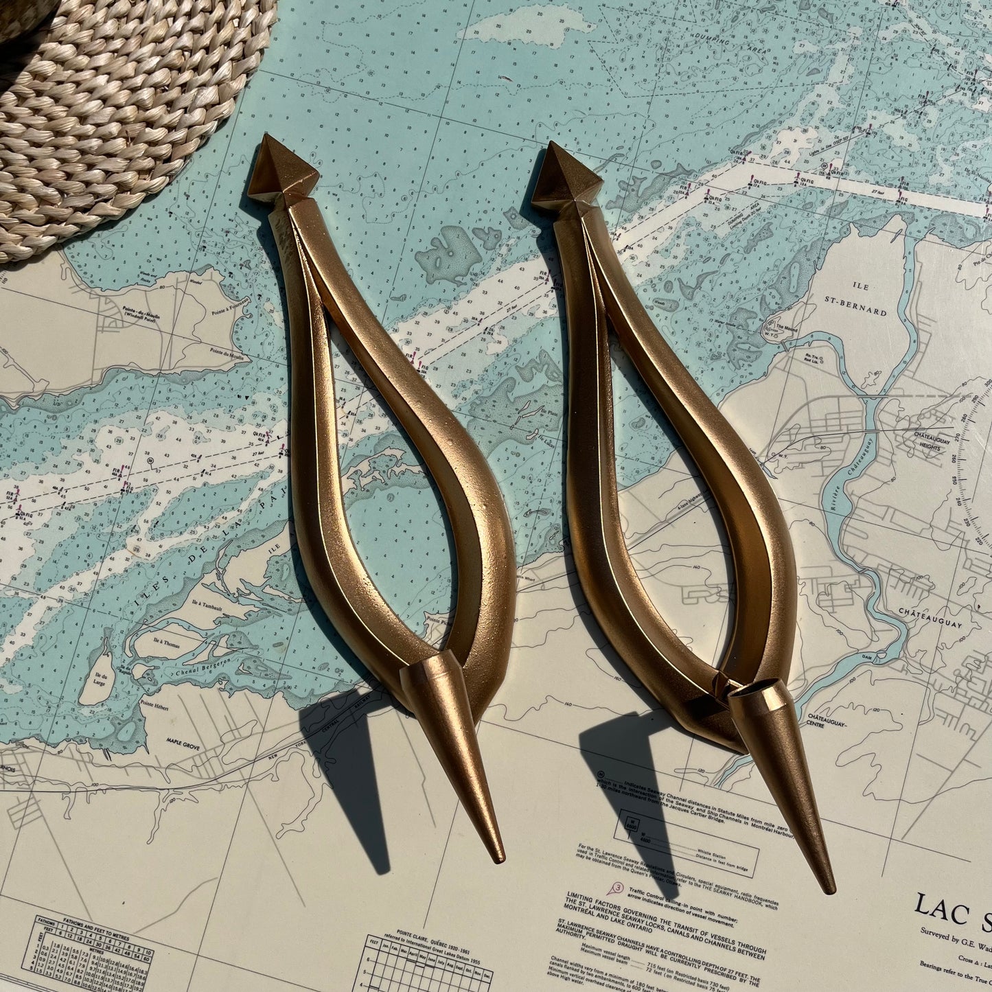 Vintage MCM Dart Wall Mount Candle Holders