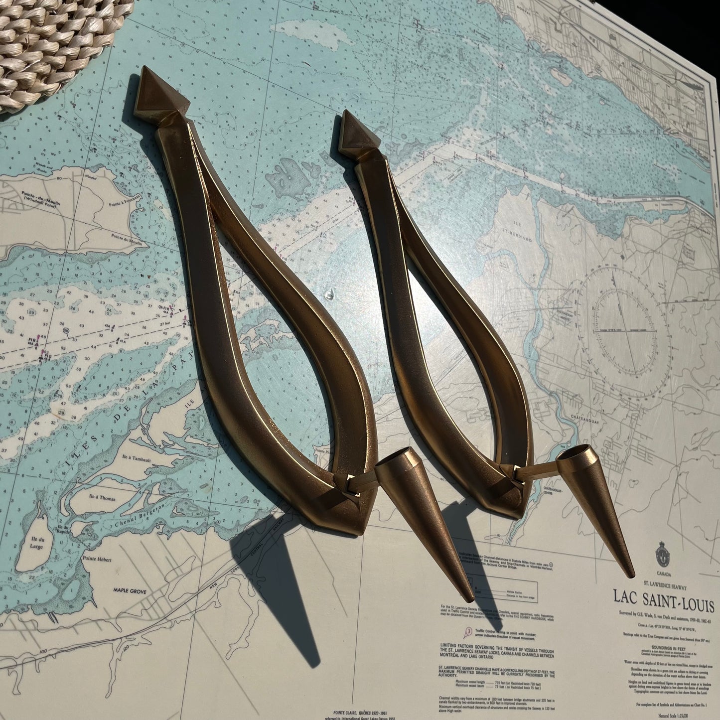 Vintage MCM Dart Wall Mount Candle Holders