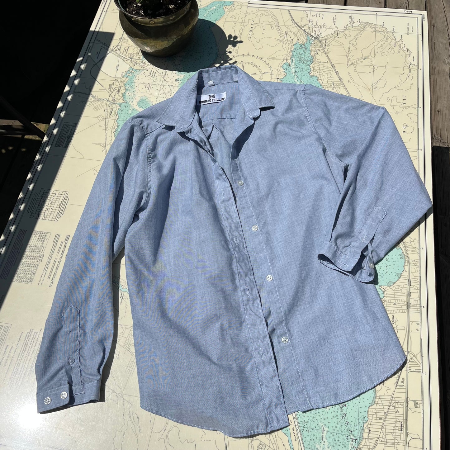Vintage Giorgio Fellini Blue Button Up Shirt