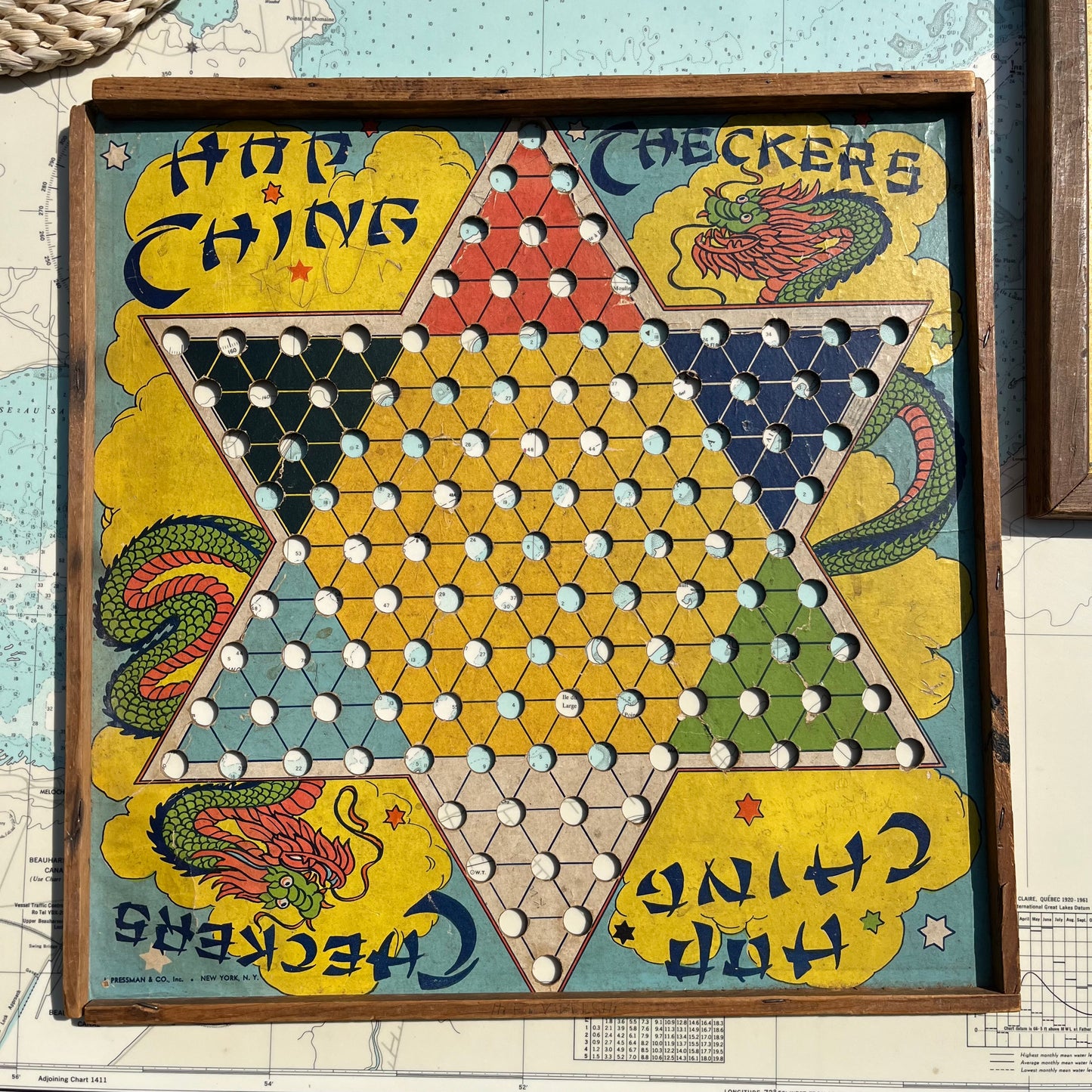 Vintage 40s Chinese Checkers Board Games with Marbles