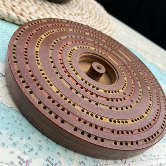Vintage Three Lane Circular Cribbage Board