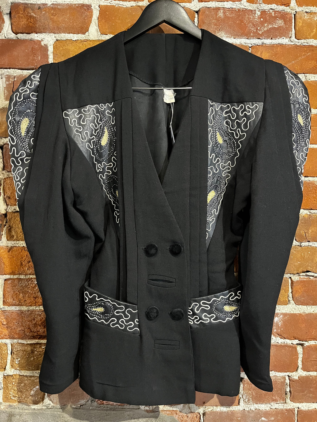 Vintage 80s Maick Harold Funky Black Embellished Blazer