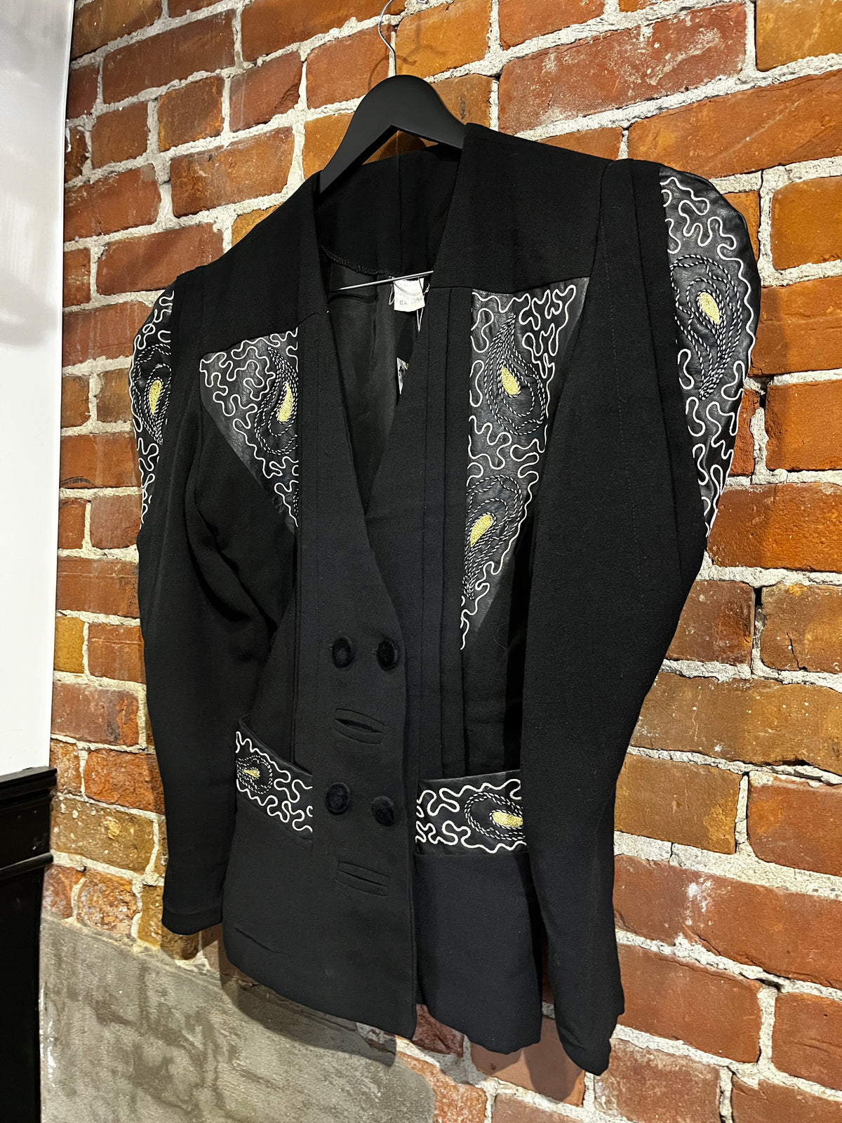 Vintage 80s Maick Harold Funky Black Embellished Blazer