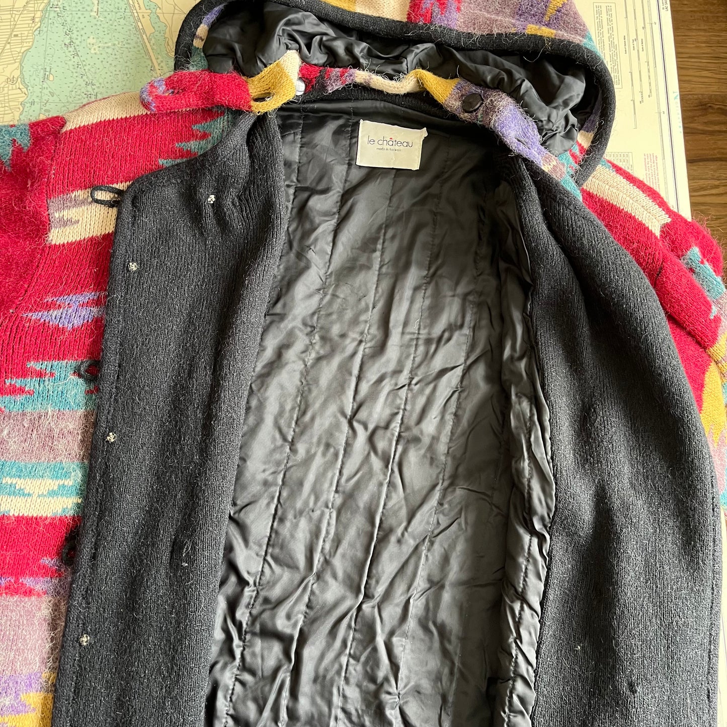Le Chateau Boho Knit Winter Jacket XL