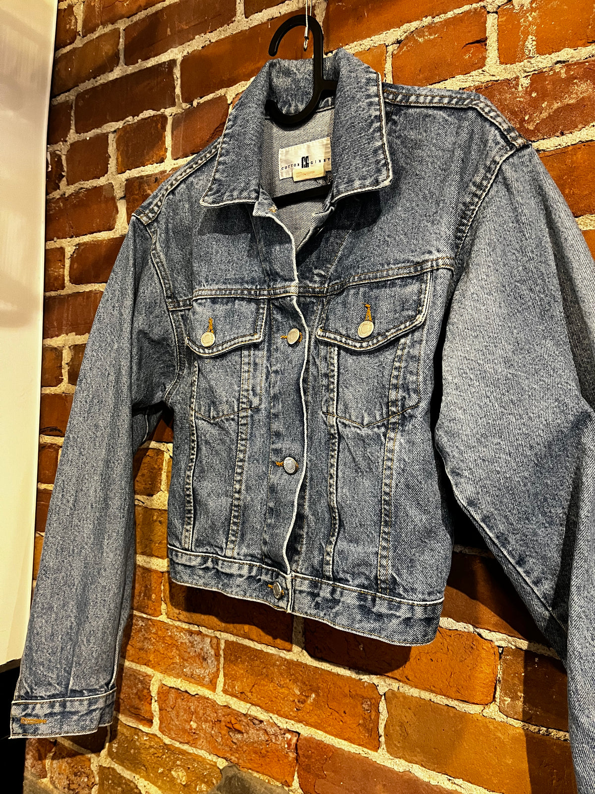Vintage 90s Cotton Ginny Cropped Light Wash Jean Jacket