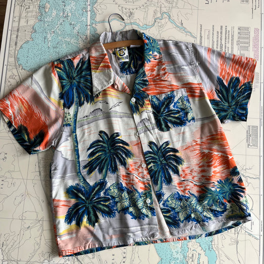 Vintage 90s Boardlord Tropical Cropped Button Up Tee
